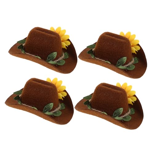 GALPADA 4stücke Teiliger Verstellbarer Filz-Hut Für Kleintiere Hühner-Accessoire Mit Blumendekor Für Hamster Vögel Und Meerschweinchen Western-Kopfbedeckung Für Haustiere von GALPADA