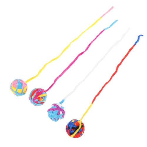 GALPADA 4Stücke Interaktive Katzenspielzeugbälle aus Wollgarn Handgefertigte Spielbälle für Katzen für Drinnen Fördert Spiel und Bewegung REGT von GALPADA