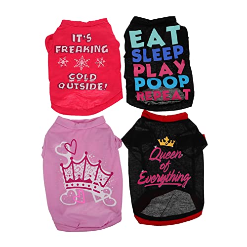 GALPADA 4Stücke Sommerkleidung Für Atmungsaktive Shirts Für Kleine Welpen Verschiedenen Mit Buchstaben Hündchenhemden GALPADA 4Stücke Sommerkleidung Für Atmungsaktive Shirts Für Kleine Welpen Verschiedenen Mit Buchstaben Hündchenhemden von GALPADA