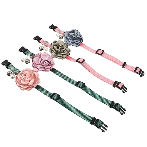 GALPADA 4Stücke Teiliges Haustierhalsband Mit Glocke Und Blumenanhänger Für Katzen Verstellbare Nackenband Für Stilvolle Haustiere von GALPADA