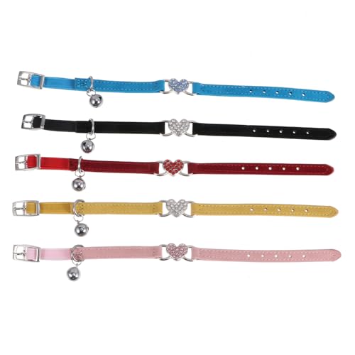GALPADA 5 Stück Teiliges Einstellbares Katzenhalsband mit Glöckchen und Herz Strass Bunte Auswahl für Stil und für Haustierfeste und Tägliche Nutzung GALPADA 5 Stück Teiliges Einstellbares Katzenhalsband mit Glöckchen und Herz Strass Bunte Auswahl für Stil und für Haustierfeste und Tägliche Nutzung von GALPADA
