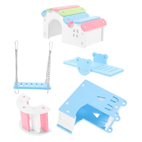 GALPADA 5Stücke Hamster Set Hamster Hütte DIY Bogenbrücke Wippe Schaukel Für Kleintiere Haustier Mäusehütte Und Nest Für Hamster Und Meerschweinchen von GALPADA