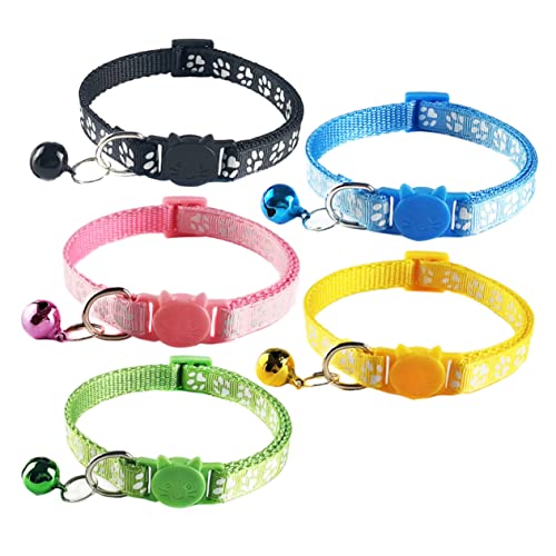 GALPADA 5Stücke Teiliges Katzenhalsband mit Glöckchen Verstellbares für und Kätzchen Gelb Himmelblau und Hellgrün Haustierzubehör von GALPADA