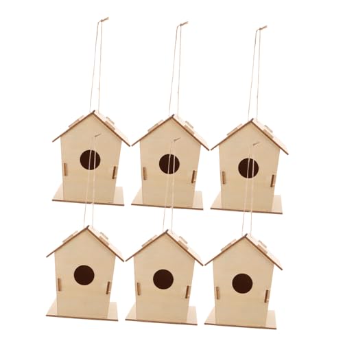 GALPADA 6 Stück Teiliges Vogelhaus Bastelset aus Holz zum Bemalen DIY Outdoor Vogelhäuschen für Mädchen Jungen Kreatives Bastelspiel Fördert Naturerlebnis und Künstlerische Entwicklung von GALPADA
