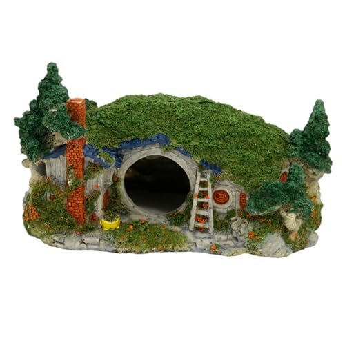 GALPADA Aquarium Große Landschaftsgestaltung Ornament Zubehör Schwebend Aquariensteine ​​für Aquarien Versteck Panzer Aquarium Haushandwerk Unterwasserhausmodell Simulationshaus Harz von GALPADA