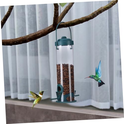 GALPADA Automatischer Hängender Futterspender aus Kunststoff mit Klarem Futtertubus Futteröffnungen Stabilem Sockel für Kleine Wildvögel und Wellensittiche im Garten von GALPADA