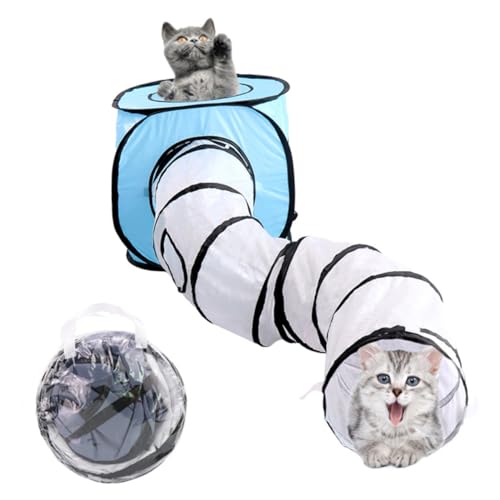 GALPADA Faltbarer S Katzentunnel aus Strapazierfähigem Material Interaktives Katzenspielzeug für Kleine und Große Katzen Platzsparend Kreatives Spielrohr Blau für Katzenfreunde GALPADA Faltbarer S Katzentunnel aus Strapazierfähigem Material Interaktives Katzenspielzeug für Kleine und Große Katzen Platzsparend Kreatives Spielrohr Blau für Katzenfreunde von GALPADA