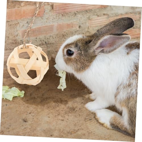 GALPADA Futterspender Kugel für Kaninchen Hamster Meerschweinchen Wiederverwendbarer Gras Dispenser mit Hängevorrichtung Robustes Naturmaterial für Käfig und Balkon Multifunktional und von GALPADA