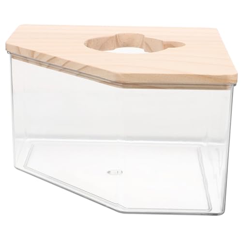 GALPADA Hamster Sandbad Box aus Klarem mit Holzdeckel Leichtes Transparentes Sandbad für Hamster und Meerschweinchen Einfache Perfektes Sandbadezimmer für Kleintiere Kompakte von GALPADA