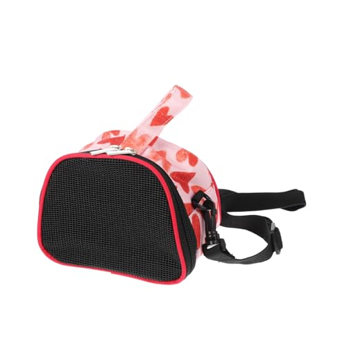 GALPADA Hamster-Tüte zum Mitnehmen Haustier Hundeträger Reisetasche für Papageienträger Sitz Auto Kleintiertransporttasche Hamstertasche Kleintiertransporter Hamsterträger Oxford-Stoff rot von GALPADA