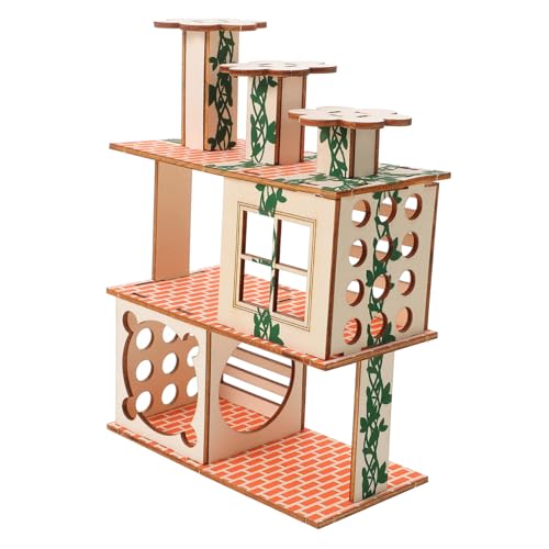 GALPADA Hamsterhaus aus Massivem Holz mit Leiter Vielseitiges Versteck und Spielhaus für Meerschweinchen und Kleine Nagetiere Stabiles Nagerhaus mit Fenster und Tür Pflegeleichtes von GALPADA