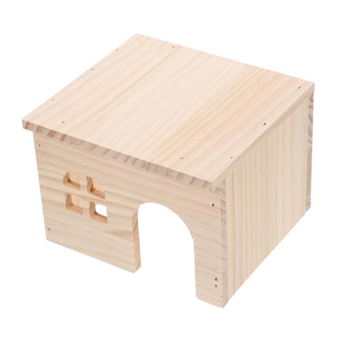 GALPADA Hamsterhaus aus Natürlichem Holz mit Integriertem Futter Wasserbereich Multifunktionale Versteck Spielplattform Leicht zu Reinigen für Hamster Chinchillas und Kleine Kleintiere von GALPADA