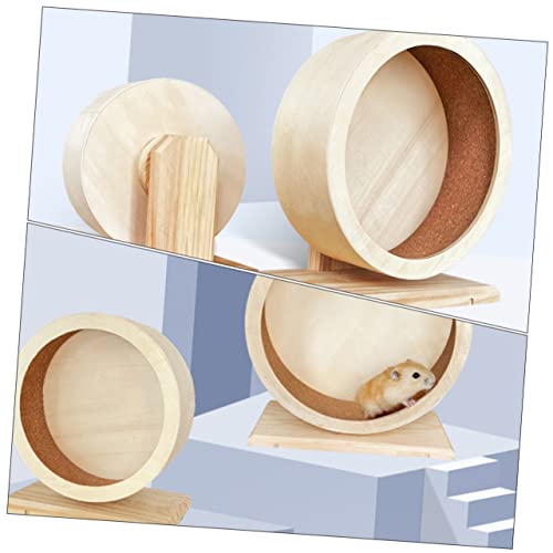 GALPADA Hamsterrad Holz Laufrad mit Stabilem Sockel Beißfestes Laufrad für Hamster und Kleintiere Rutschfestes Trainingsrad mit Geräuscharmem Design Geeignet für Hamster Eichhörnchen und von GALPADA