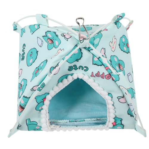 GALPADA Hamsterzeltnest Frettchen meerschweinchen Bett Schlafen mit Kapuze Versteck für hamsterbett tierzelt kuschelhöhle Cartoon-förmiges Rattenhaus kleines Tierbett Segeltuch Light Green von GALPADA
