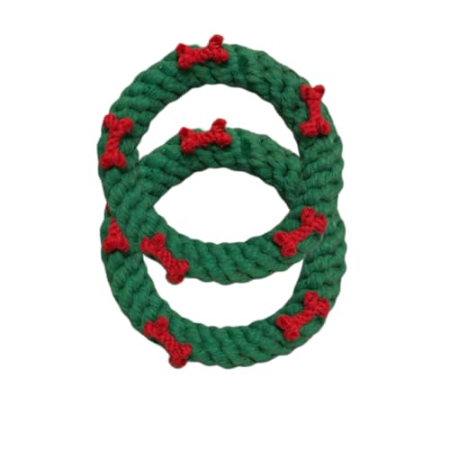GALPADA Handgefertigtes Baumwollseil Hundespielzeug Weihnachtsring Langlebig Interaktiv zum Kauen für Kleine Mittlere Hunde zur Zahnpflege und Beschäftigung im Heimgebrauch von GALPADA