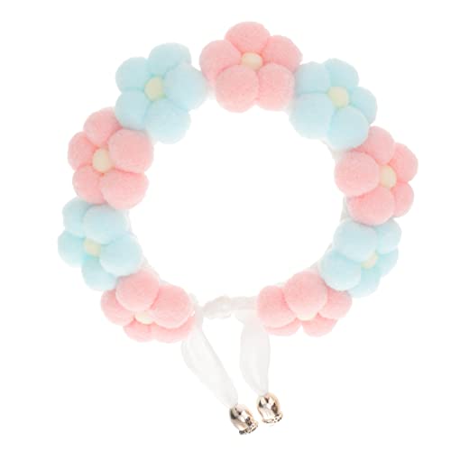 GALPADA Handgestricktes Haustierhalsband mit Blumenmuster Dekoratives Katzen und Hundehalsband Weiches Sicheres und Komfortables Accessoire für Kleine und Kleine Hunde Blau von GALPADA