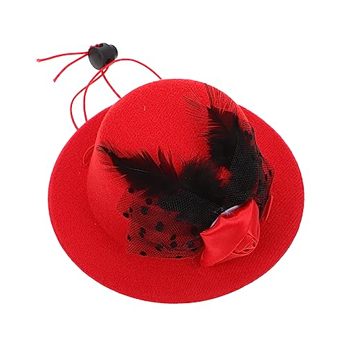 GALPADA Haustier Hut tiermütze hundefressnäpfe katzenmützen Haustierhut für besondere Anlässe Haustierbekleidung Hund Papa Hut Vlies dekorativer Katzenhut Kätzchen-Accessoire Denim rot von GALPADA