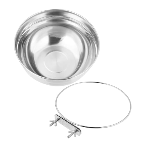 GALPADA Haustiernapf Aus Edelstahl Stahlhund Haustiere Taube Hundefutter Hängend Wasserschale Handhaben Kiste Halter Füttern Kasse Tierfutter Zwinger Wasserspender Rostfreier Stahl Silver von GALPADA