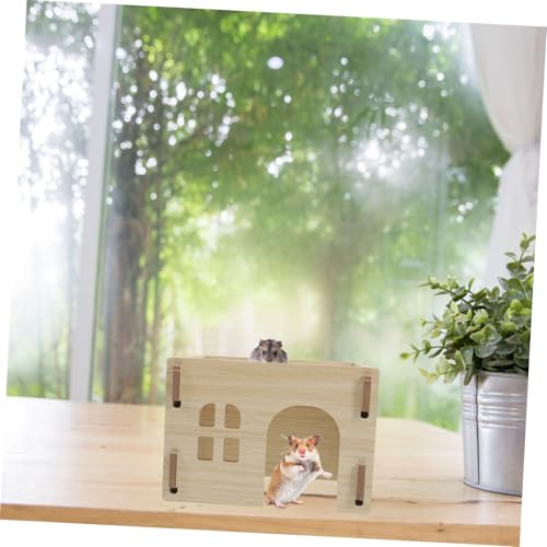 GALPADA Holz Kleintierhaus Sicheres Versteck für Meerschweinchen Hamster Chinchilla mit Robuster Konstruktion Einfach zu Reinigen und Tragbar für Nager Schlafplatz und Spielhaus von GALPADA