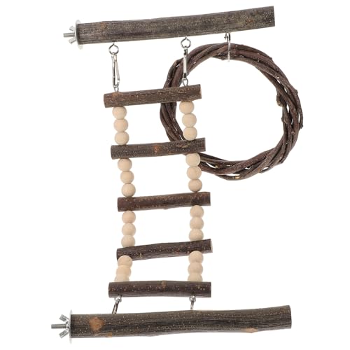 GALPADA Holzleiter für Papageien zum Klettern Kletterspielzeug aus Robustem Holz Trainingsleiter für Wellensittiche Kleine Papageien und Ziervögel Fördert Balance und Aktivität im von GALPADA