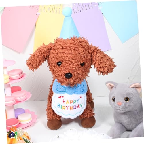 GALPADA Hundebirthday Set mit Blauem Hut und Plüschmaterial Bequemes Geburtstagsoutfit für Kleine Hunde und Katzen Vielseitig für Feiern und Einfach zu Reinigen und Aufbewahren von GALPADA
