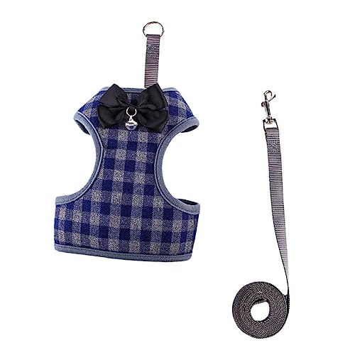 GALPADA Hundegeschirr Set mit Schleppleine Verstellbar mit Schleife und Glocke Haustierkostüm für Kleine Hunde Blau S Alltagstauglich und Langlebig von GALPADA
