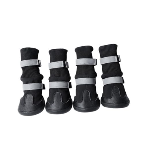GALPADA Hundeschuhe Schwarz wasserdichte rutschfeste Pfotenschutz Schuhe für Hunde Verstellbar mit Klettband Schützend für Outdoor Wandern Schnee und Regen von GALPADA