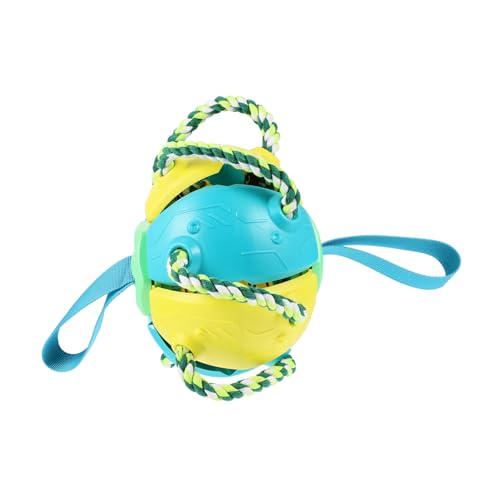 GALPADA Interaktives Hundespielzeug Fliegender Ball für Hunde Spielball Beißfest Outdoor Apportierspaß für Aktive Haustiere Gelb blau von GALPADA