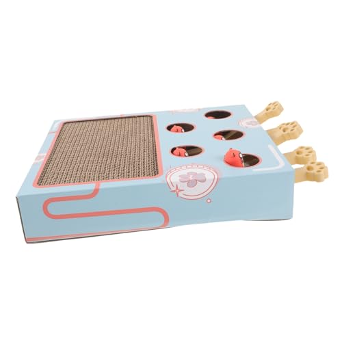 GALPADA Interaktives Katzenspielzeug Holz Kratzbrett Katzen Whack Toy Katzen Kratzpappe mit Stabilem Sockel Trainieren zur Krallenpflege und Bewegung von GALPADA