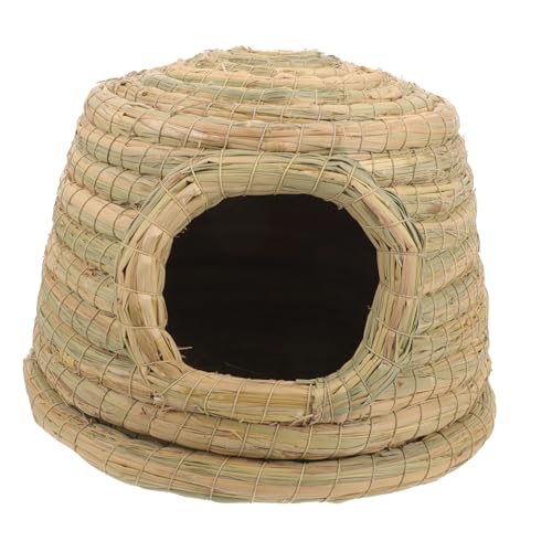 GALPADA Kaninchenbett aus Handgewebtem Gras Dekoratives Versteckhaus für Kleine Haustiere für Hamster Meerschweinchen und Chinchillas Multifunktional und Sicher Kleine von GALPADA