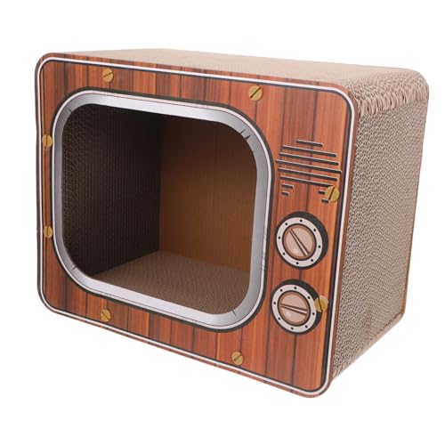 GALPADA Karton Katzenhaus Kratzbrett Spielhaus Indoor Katzenkorb Kratzspielzeug Fernseher Design Großer Würfel Gemütlicher Rückzugsort für Katzen Aller von GALPADA