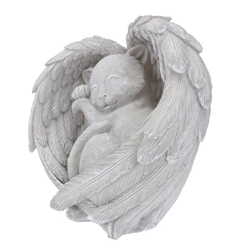 GALPADA Katze Grabstein Resin Gedenkstein Wetterfest Angel Haustier Andenken Garten Indoor Deko Memorial Skulptur für Katzenliebhaber von GALPADA