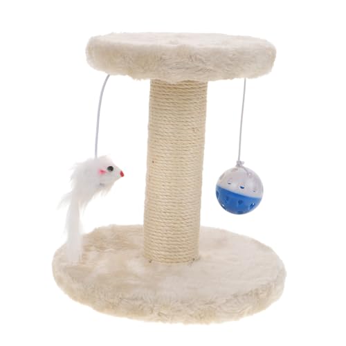 GALPADA Katzen kratzbaum Sisal Kratzsäule mit Stabiler Basis und Doppellagigem Design Dekorativer Katzen kratzpfosten für Indoor mit Plüschspielbällen Beiger Katzenbaum für Krallenpflege von GALPADA