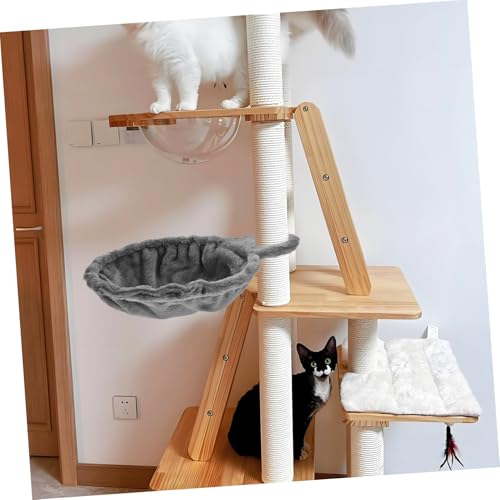 GALPADA Katzenklettergerüst Katzenstreu selbst Katzenhängematten Kratzbaum-Hängematten-Ersatz für Katzenbaum Katzenhöhle Große Kratzbaum-Hängematte Kratzbaum tiefer Korb Flanell Dark Grey von GALPADA