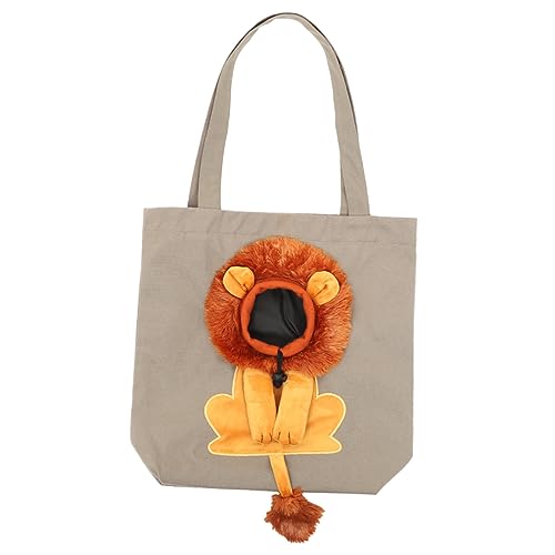 GALPADA Katzentragetasche aus Atmungsaktivem Canvas mit Löwenspielzeug Tragetasche für Kleine Haustiere für Ausflüge mit Schultergurten und Sicherheitsvorrichtung von GALPADA