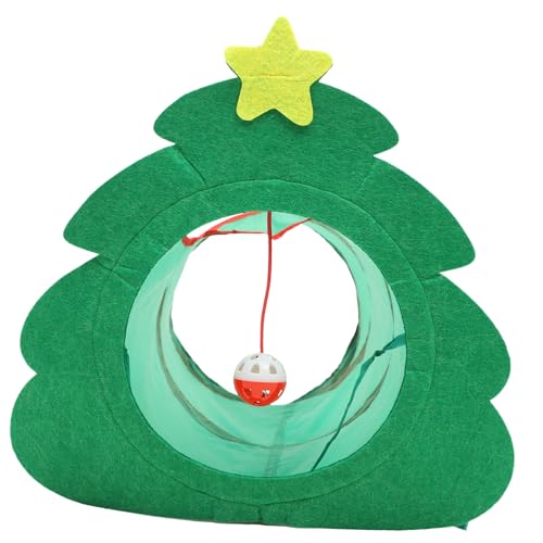 GALPADA Katzentunnel Polyester Faltbar Interaktiv für Katzen Kätzchen Kleintiere Indoor Haustier Beschäftigung Tunnel Weihnachten Design von GALPADA