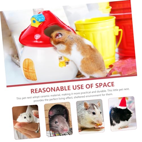 GALPADA Keramik Hamster Nest Pilzförmiges Schlafhaus Kleintier Versteck Kühlendes Haustierversteck für Zwerghamster und Chinchillas Leicht Zu Reinigen und Tragbar von GALPADA