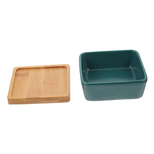 GALPADA Keramischer Katzennapf mit Holzunterlage Teilig rutschfest für Futter Wasser und Snacks Fördert Langsames Essen und Verhindert Ersticken Stilvolles Design Grün GALPADA Keramischer Katzennapf mit Holzunterlage Teilig rutschfest für Futter Wasser und Snacks Fördert Langsames Essen und Verhindert Ersticken Stilvolles Design Grün von GALPADA
