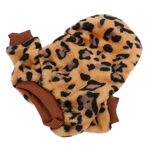 GALPADA Kleiner Hundepullover Winter Warmes Haustier Sweater Zweibeiniges Design mit Braunem Leopardenmuster Dekorativ für Alltag und Feiertage Einfach Anzuziehen Passend für Kleine Hunde von GALPADA