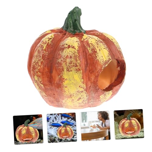 GALPADA Kürbisförmige Aquarienhöhle aus Verschleißfestem Harz Garnelenversteck und Unterschlupf für Fische Dekorative Halloween-Aquarium Deko Einzigartiges Versteck für Süßwasseraquarien von GALPADA