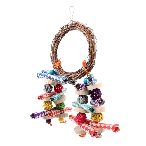 GALPADA Parrot Swing aus Natürlichem Rattan Kauspielzeug und Hängespielzeug für Papageien Wellensittiche Nymphensittiche und Kleine Vögel Fördert Schnabelpflege und Aktivität von GALPADA