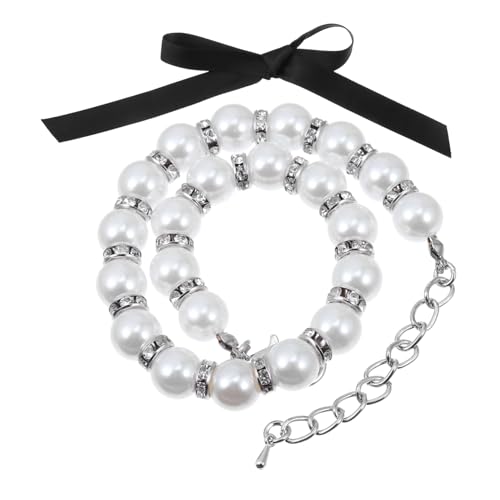 GALPADA Perlen-hundehalsband Verstellbar mit Schmuckdesign Komfortabel und Sanft Modische Haustier-perlenkette für Kleine und Mittelgroße Hunde und Katzen Geeignet für Partys und Festliche von GALPADA