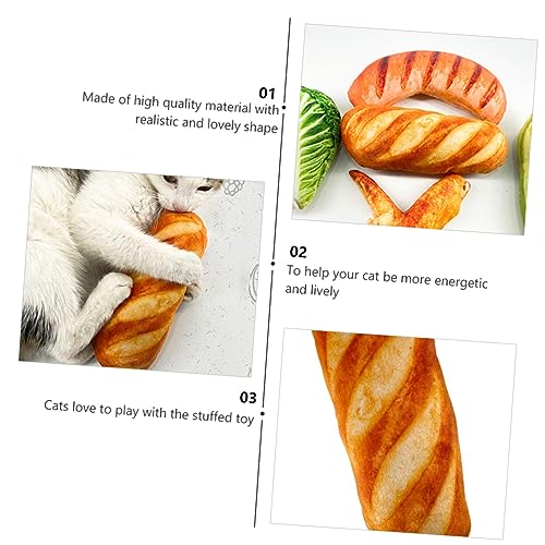GALPADA Plüsch Katzenspielzeug mit Katzengras Realistisch Geformtes Katzenminze Spielkissen Interaktives Stofftier für Wohnungskatzen Süßes Brot Design Belebendes Accessoire für Katzen und von GALPADA
