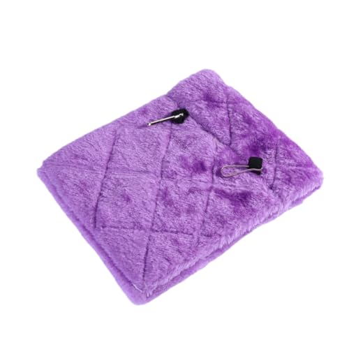 GALPADA Plüsch Papageienhängematte Warmes Vogelbett mit Flachem Boden und Doppelhaken Sicheres Kletterbett für Papageien Wellensittiche und Kleintiere Gemütliches Haustiernest in Violett von GALPADA