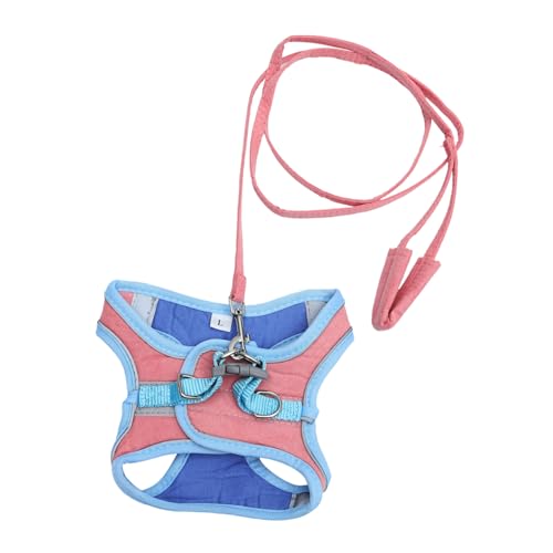 GALPADA Reflektierendes Hundegeschirr mit Leine Fleece Weste Set für Welpen und Katzen Verstellbar Bequem Sicher für Outdoor Blau Rosa Teilig von GALPADA