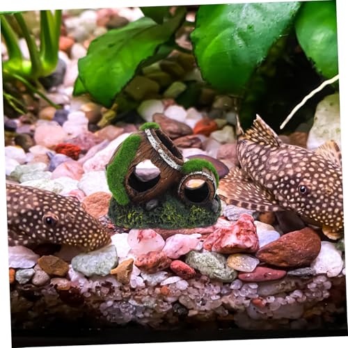 GALPADA Resin Aquarium Deko Zerbrochene Holzfass Höhle Fischversteck Fischtank Ornament für Betta Becken Langlebig Pflegeleicht Natürlicher Look von GALPADA
