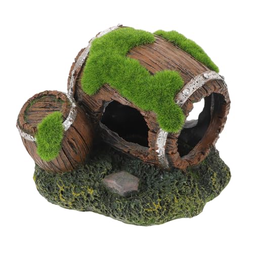 GALPADA Resin Fischversteck mit Hohlem Tonne-Design Stabiles Realistisch Gestaltetes Aquarium-dekor für Garnelen und Süßwasserfische Leicht zu Reinigen Natürlicher Lebensraum von GALPADA