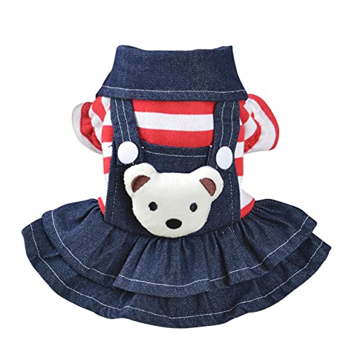 GALPADA Rot Gestreifter Bärenrock Für Haustiere Jersey Pfotenrasse Hundekostüm Outfits Hundepullover Welpen Hundeoutfit Dackel Hundekleidung Jeans Für Kleine Hunde Weenie von GALPADA