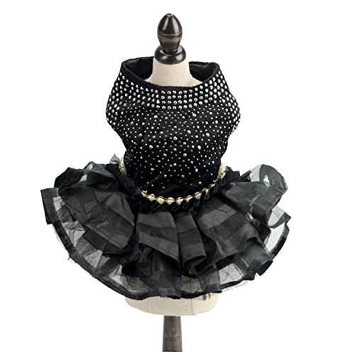 GALPADA Stylische Hundekleidchen aus Spitze Bequeme und Tutu Kleidung für Haustiere Sommer Outfit für Hunde Schwarz für Partys und Besondere Anlässe von GALPADA