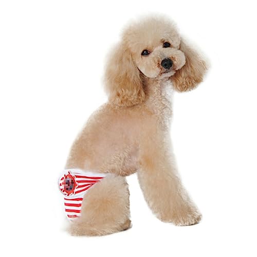 GALPADA Verstellbare Hundewindel für Weibliche Hunde mit Streifenmuster Atmungsaktive Saugfähige und Waschbare Schutz Hygienehose in Rot S Geeignet für Kleine Hunde GALPADA Verstellbare Hundewindel für Weibliche Hunde mit Streifenmuster Atmungsaktive Saugfähige und Waschbare Schutz Hygienehose in Rot S Geeignet für Kleine Hunde von GALPADA
